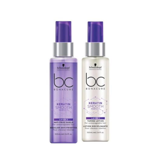 SCHWARZKOPF PROFESSIONAL BC KERATIN SMOOTH PERFECT DUO LAYERING (ANTI-FRIZZ SHIELD 100ml+Taming LOTION 100ml)